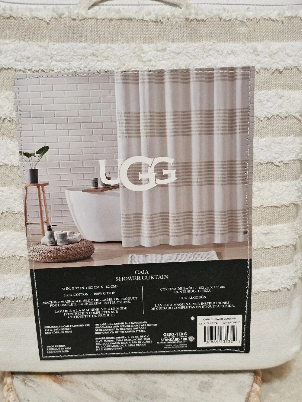 NWT $95 UGG shower curtain CAIA 72